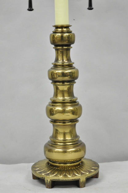 Vintage Stiffel Hollywood Regency Tall Brass Candlestick Column Table Lamp
