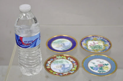 Vintage Chinoiserie Brass Enamel Cloisonne Small Trinket Dish - Set of 4