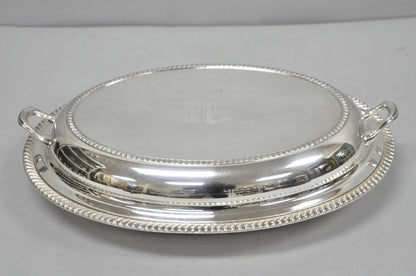 Antique English Regency Silver Plated  Large Covered Serving Dish 'M" Monogram