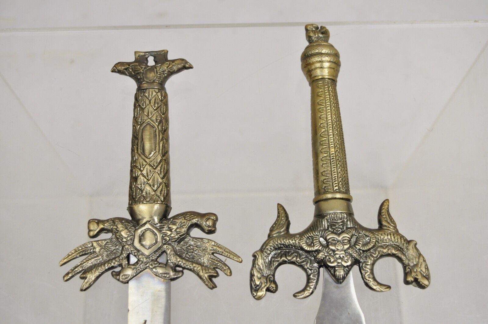 Vintage Medieval Gothic Style Heavy Steel Metal Decorative Swords - 2 Pc Set