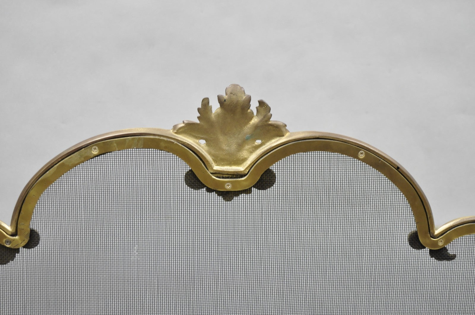 Vintage French Louis XV Style Gold Bronze Acanthus Folding Fireplace Screen