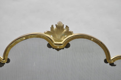Vintage French Louis XV Style Gold Bronze Acanthus Folding Fireplace Screen