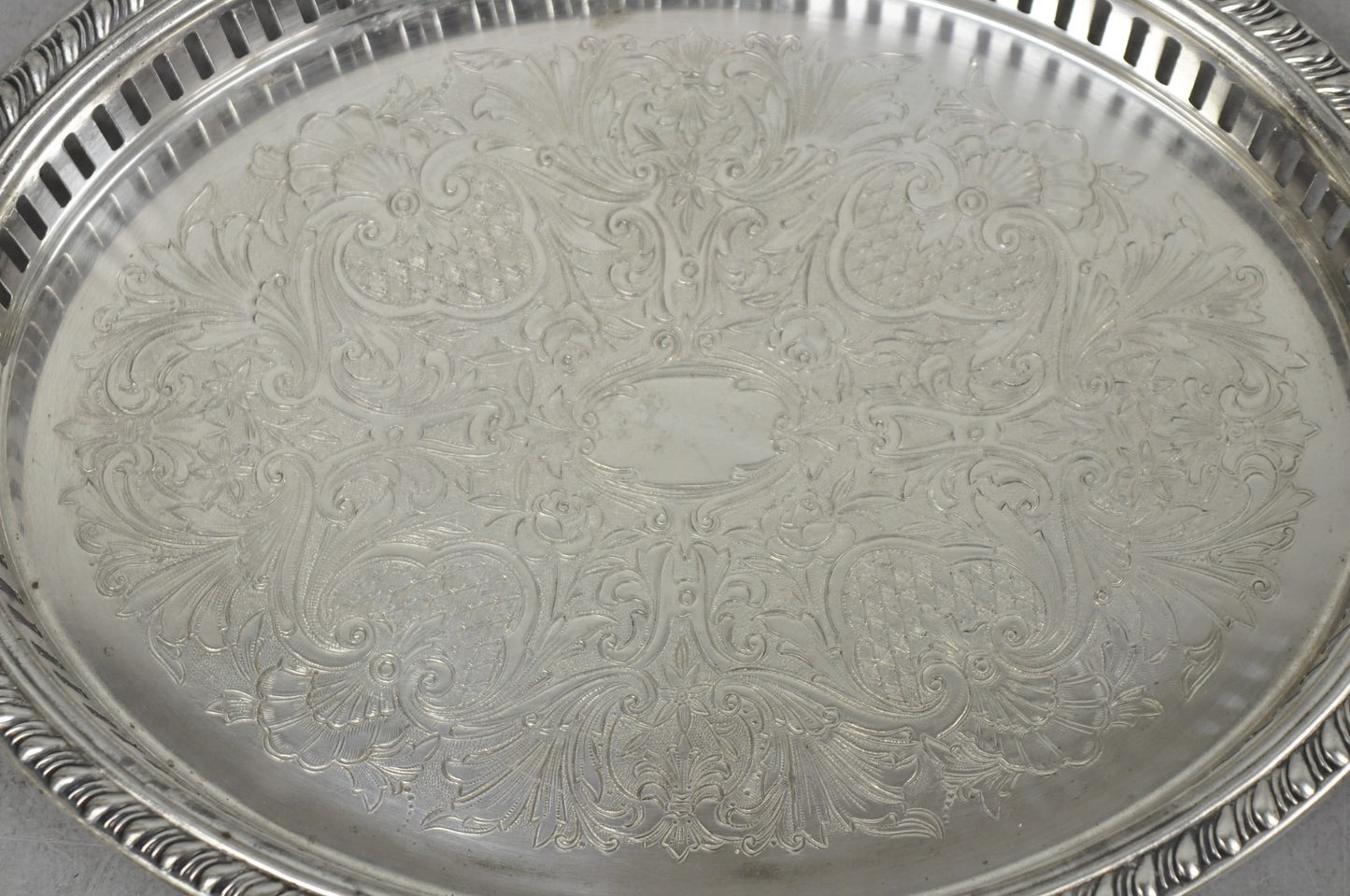 Vintage Eales Silver Plated Small Raised Gallery Oval Trinket Dish Bar Tray