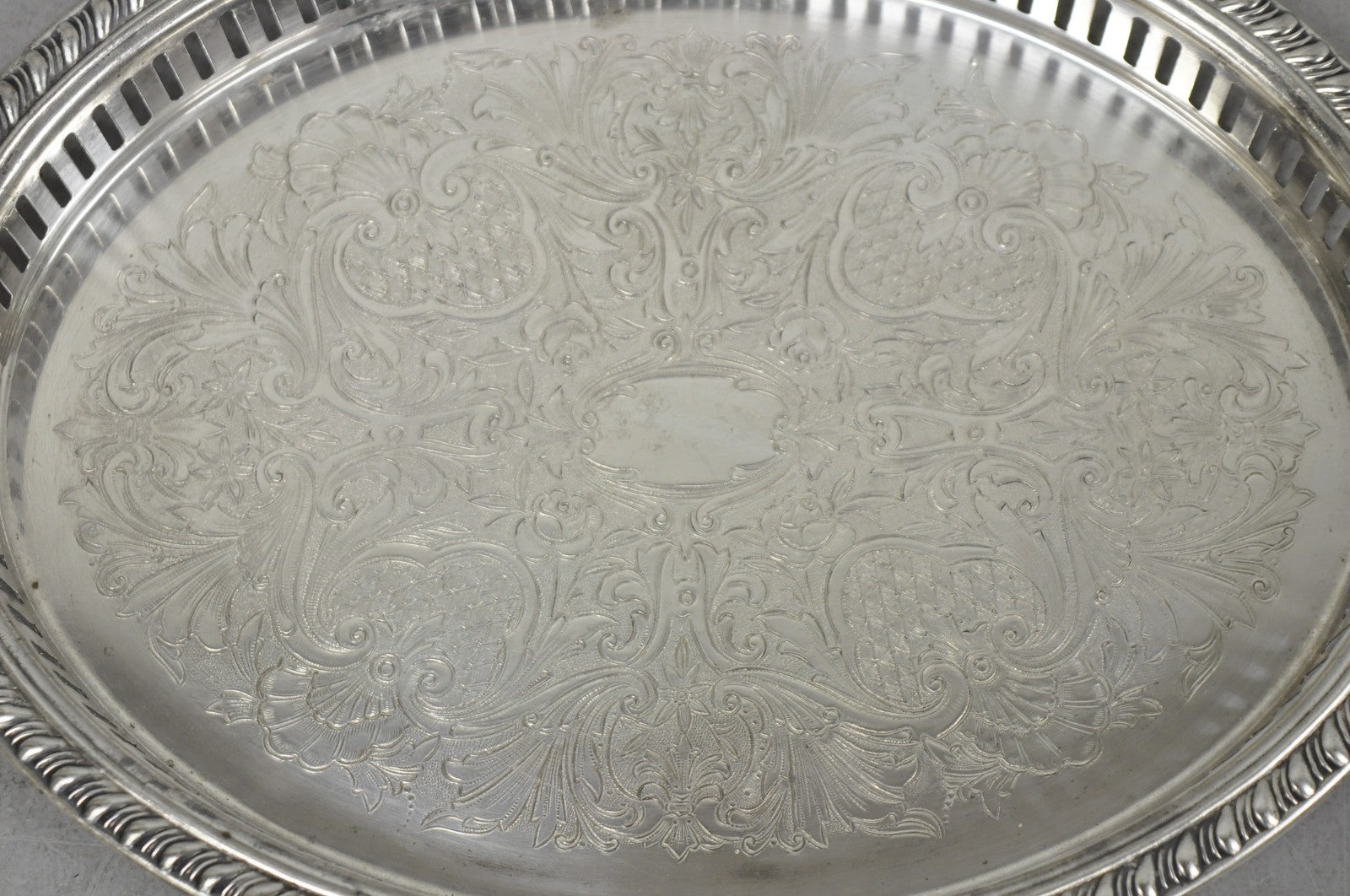 Vintage Eales Silver Plated Small Raised Gallery Oval Trinket Dish Bar Tray
