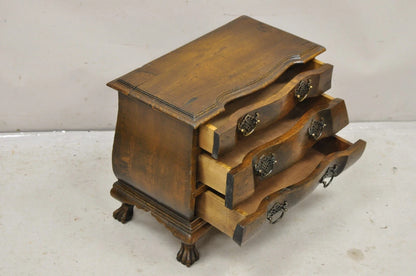 Vintage Small Salesman Sample Chippendale Georgian Style 3 Drawer Bombe Commode