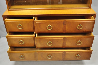 Vintage T.H. Robsjohn Gibbings for Widdicomb Mahogany Brass Ring China Cabinet