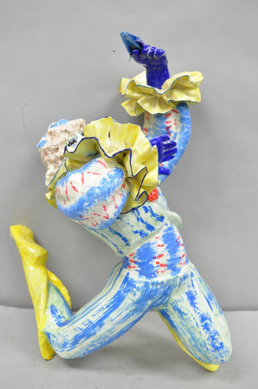Vintage Jeanne Valentine Style Papier Mache Hanging Acrobat Clown Sculpture