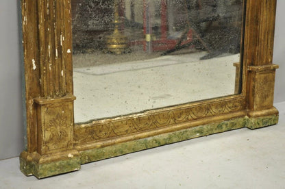 Antique Italian Florentine Giltwood Distressed Gold Looking Glass Wall Mirror