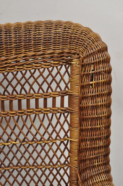 Antique Heywood Wakefield Victorian Woven Wicker Platform Rocker Rocking Chair