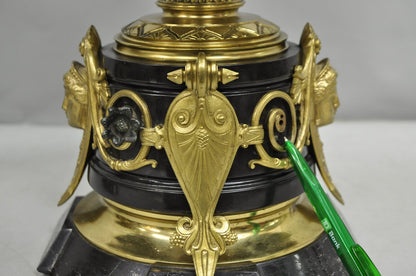 French Empire Figural Bronze and Marble Round Glass Tazza Low Side Tables - Pair