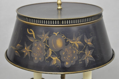 Vintage French Country Brass Reading Floor Pole Lamp with Tole Metal Shade