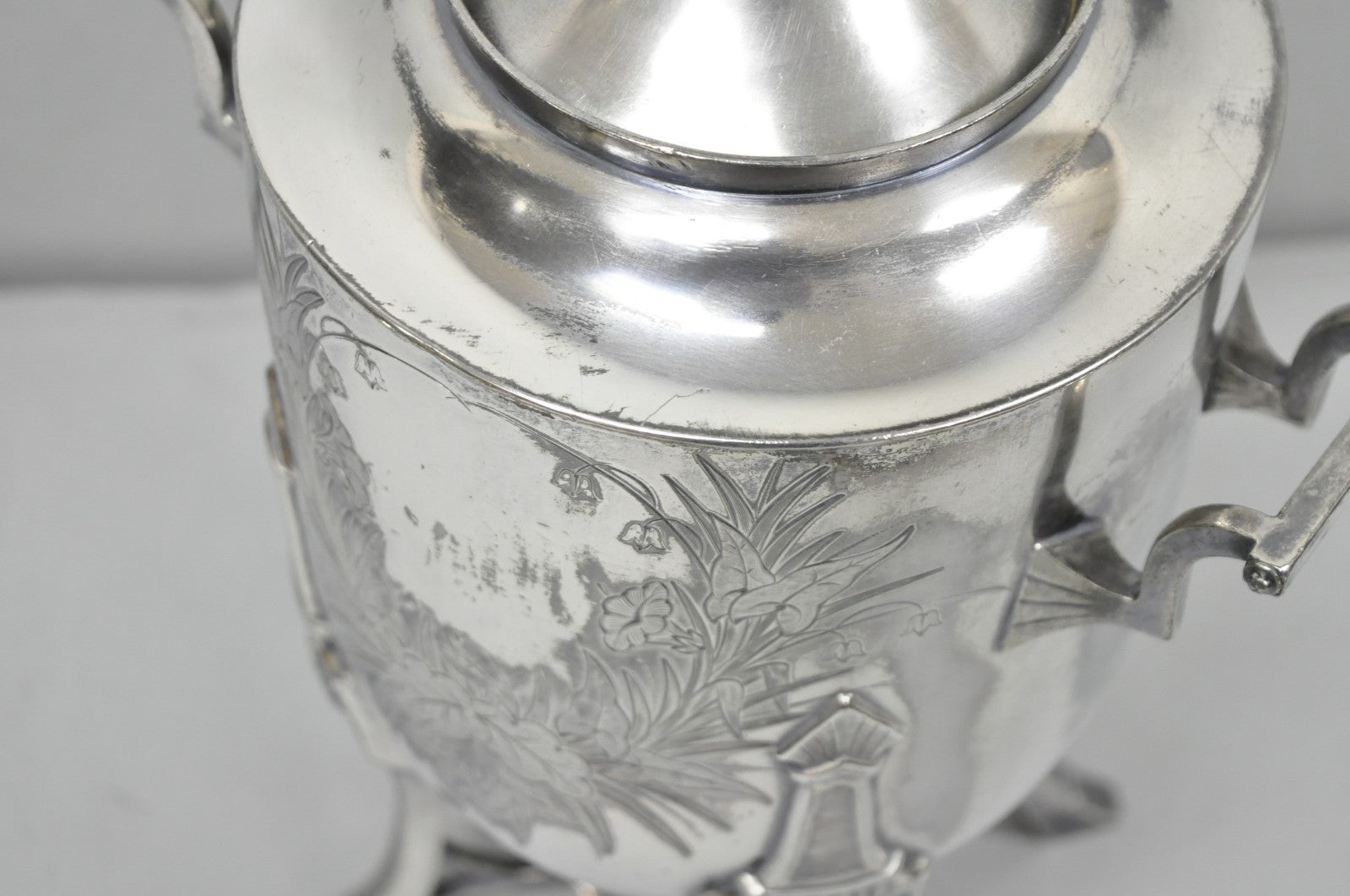 Antique Victorian Silver Plated Floral Engraved Coffee Samovar by Lucius Hart