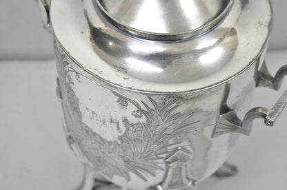 Antique Victorian Silver Plated Floral Engraved Coffee Samovar by Lucius Hart