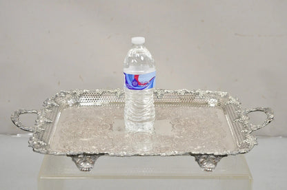 Antique Victorian Silver Plated Grapevine Repousse Platter Bar Tray w/ Monogram