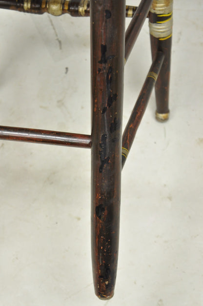 Antique Colonial Red Hand Painted Harvest Hitchcock Rush Seat Side Chair
