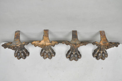 Victorian Style Cast Iron Bathtub Lion Claw Foot Paw Feet Floral Design 4 Pc Set