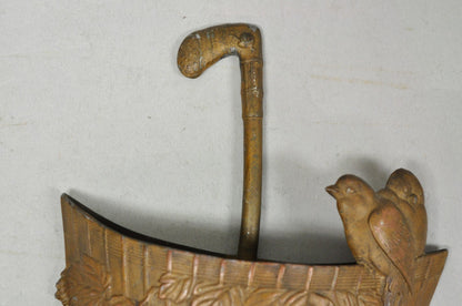 Antique French Art Nouveau Cast Metal Figural Umbrella Form Wall Pocket