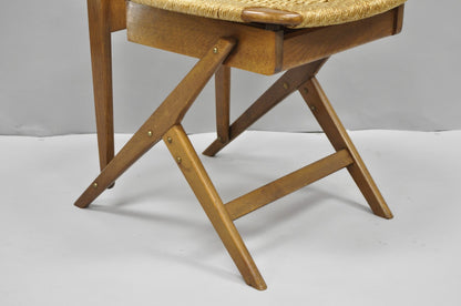 Vintage Mid Century Italian Style Modern Beech Wood Clothing Valet Chair Seat, B