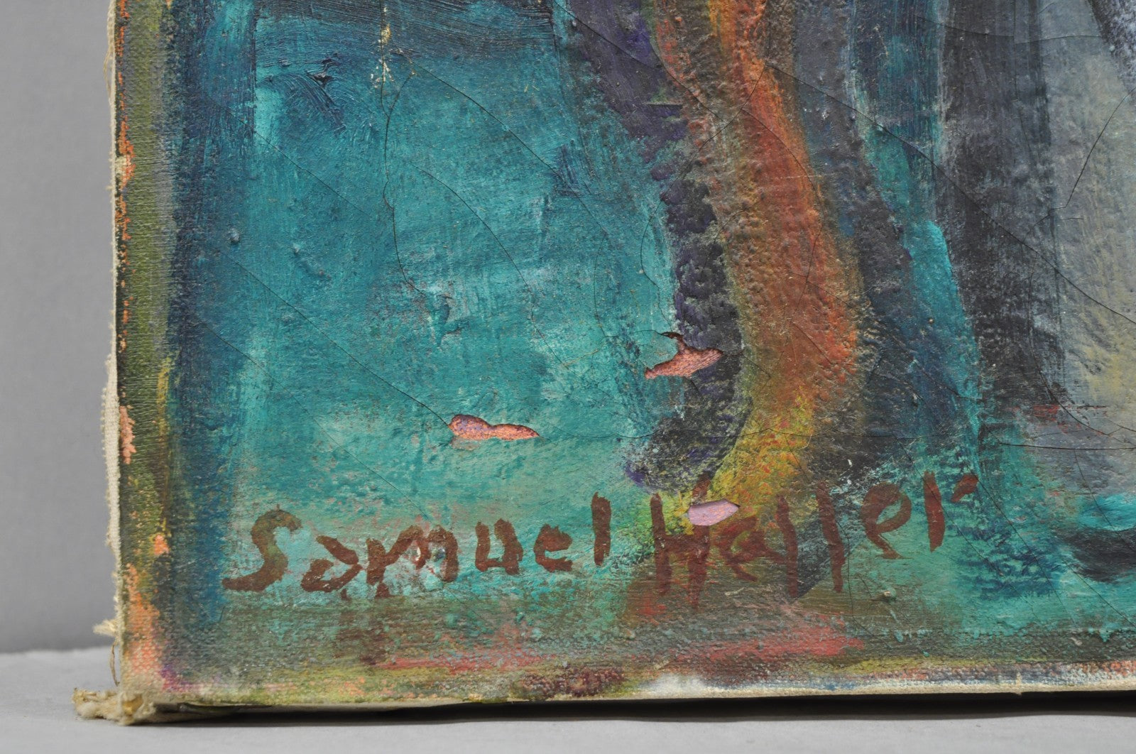 Vintage Samuel Heller "Seated Woman in Undergarments" Oil on Canvas Painting