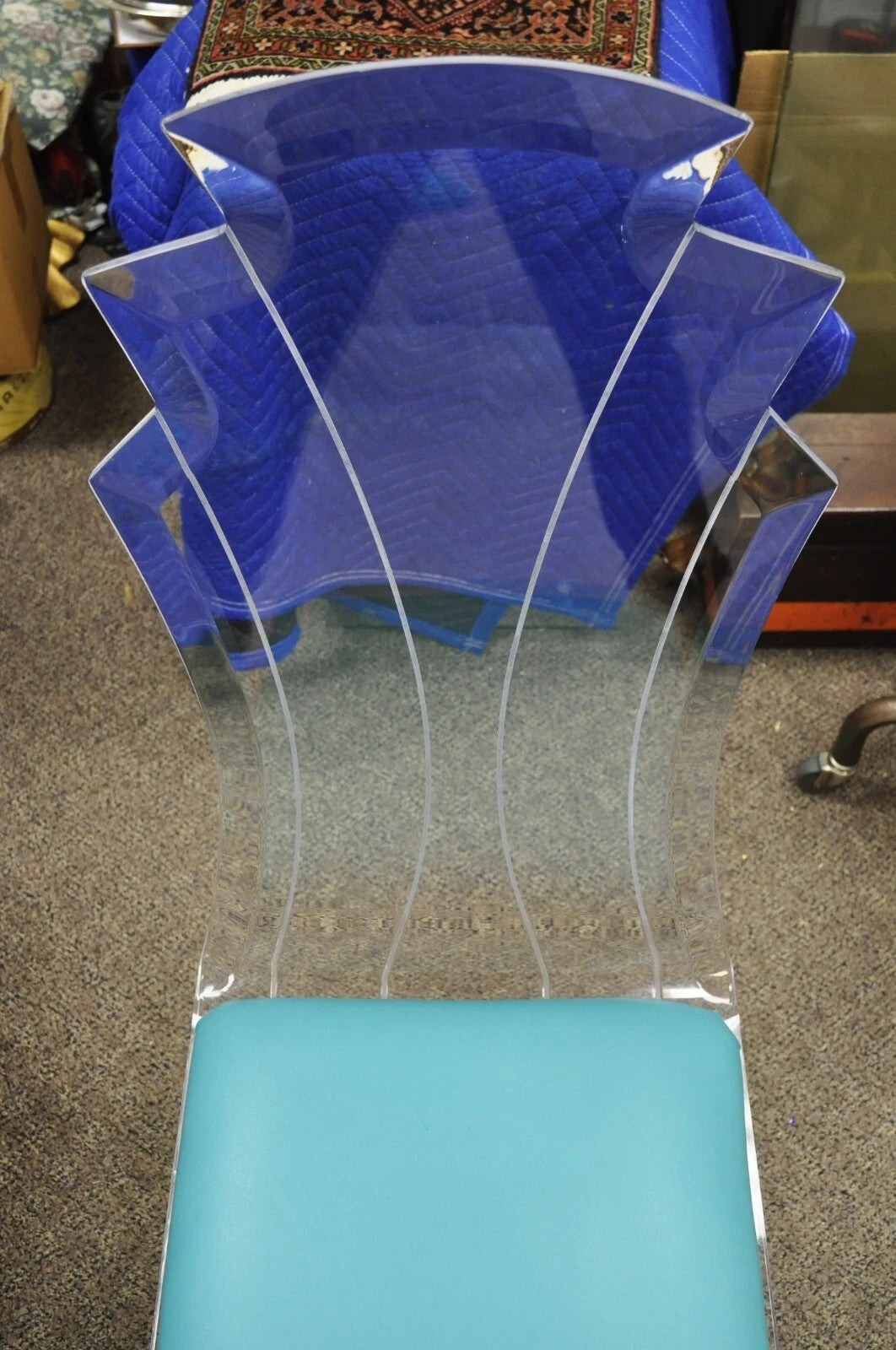 Vintage Mid Century Modern Sculptural Lucite Dining Table & 4 Chairs - 5 Pc Set