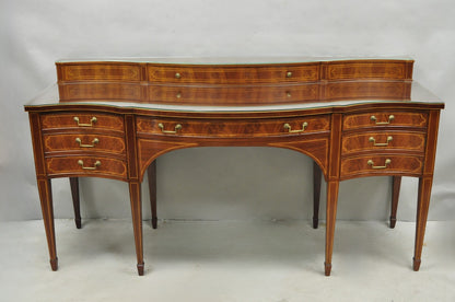 Vintage Hepplewhite Sheraton Mahogany Serpentine Buffet Sideboard attr. Baker