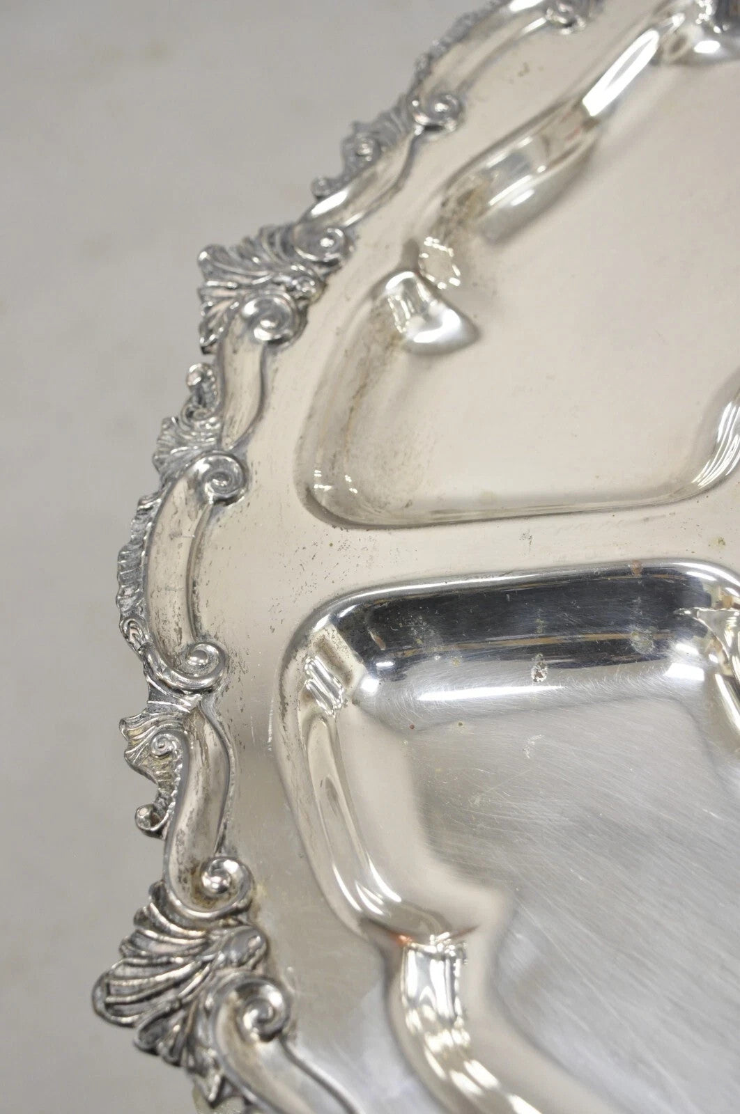Vintage English Victorian Silver Plated Revolving Vegetable Serving Platter Tray