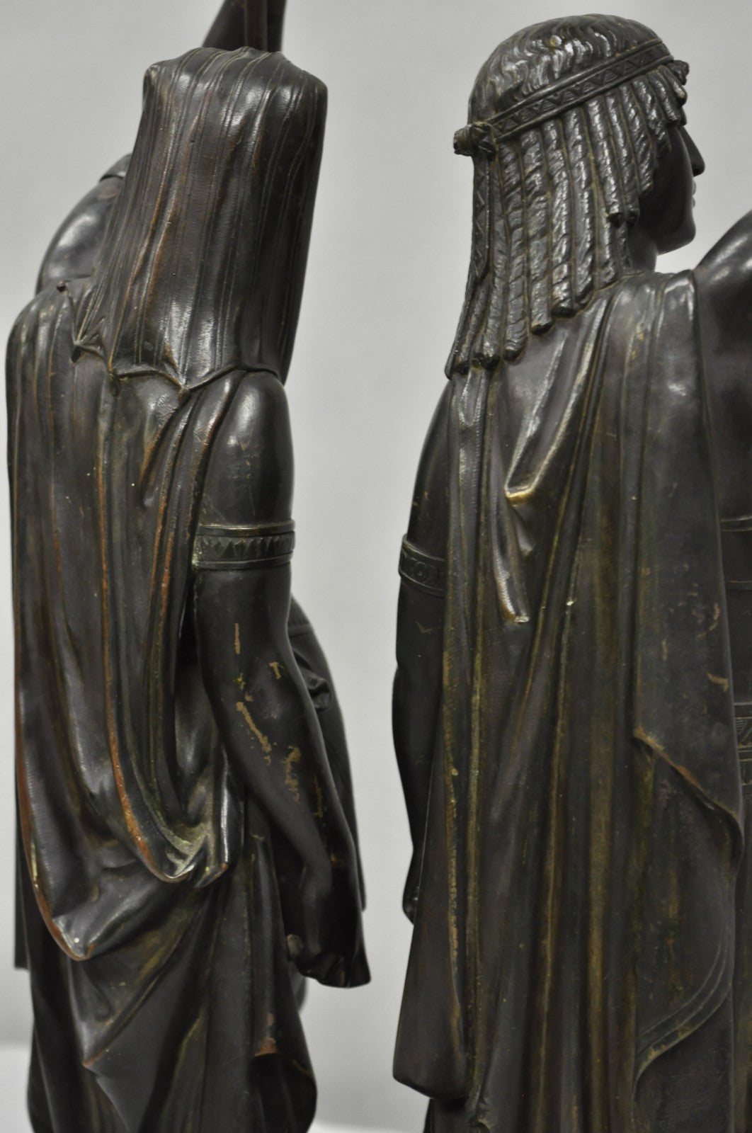 Egyptian Revival Bronze Priest & Priestess Figures after Émile Louis Picault