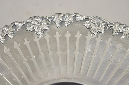 English Edwardian Grapevine Repousse Silver Plated "P" Round Serving Platter