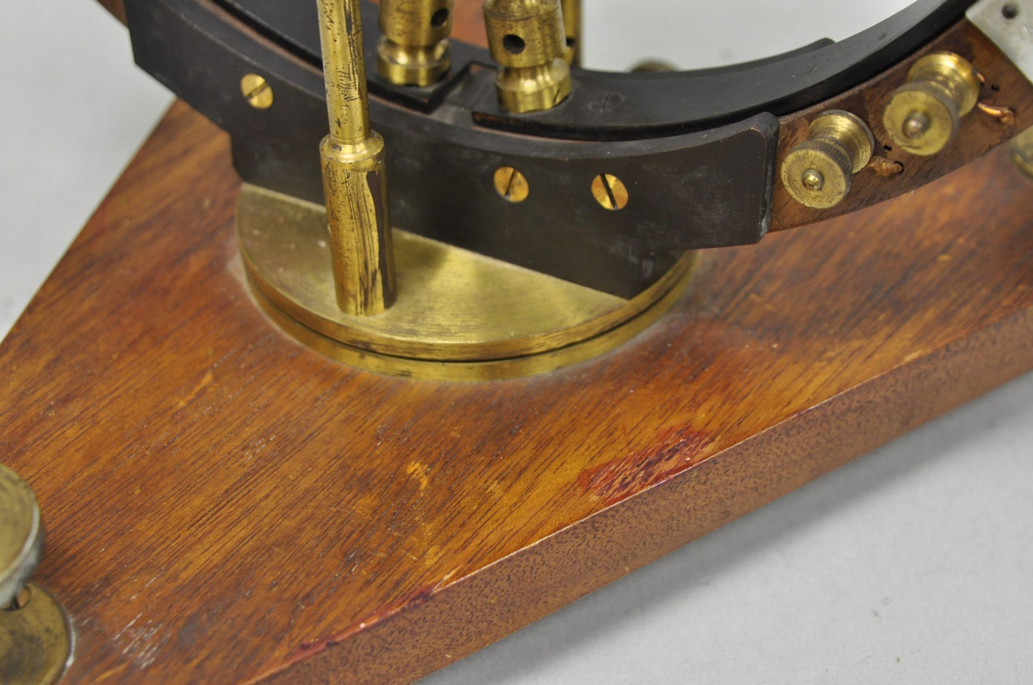 Antique Victorian Wood & Brass Tangent Galvanometer Lab Electrical Equipment