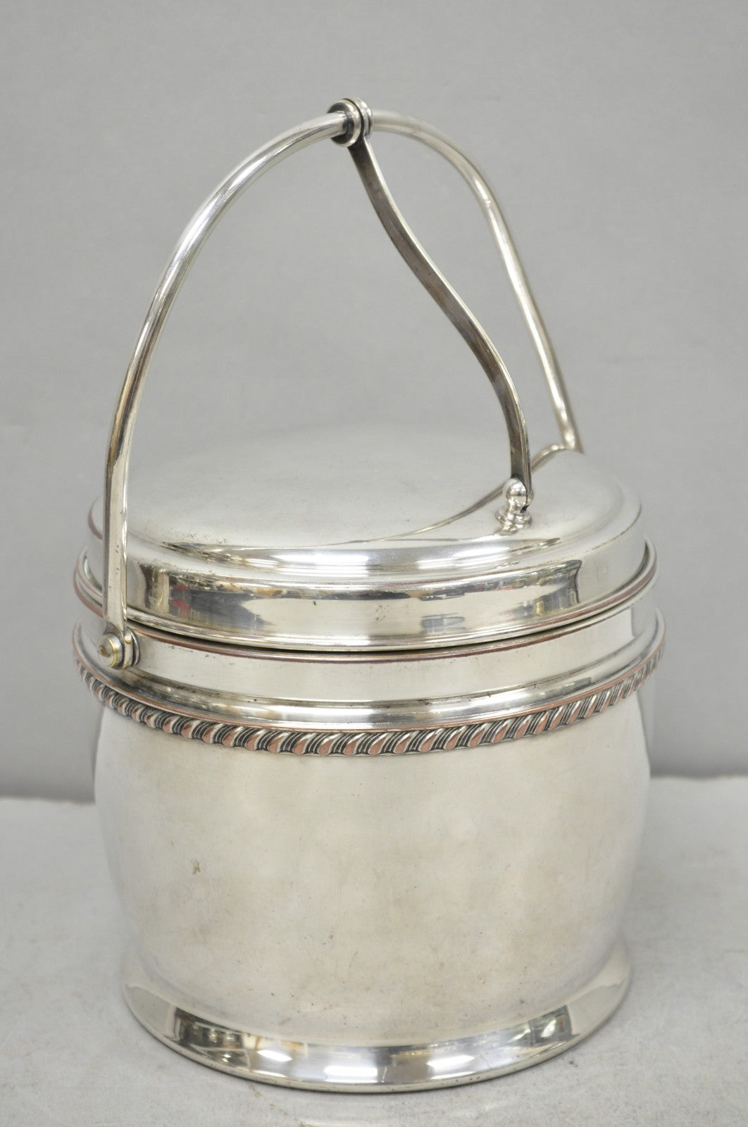 Vintage Bernard Rice's Sons Silver Plated Reticulating Hinge Lid Bar Ice Bucket