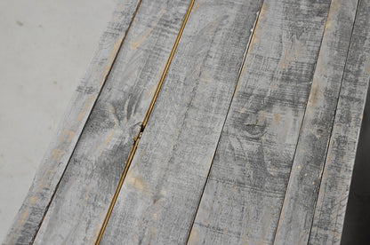 Primitive Rustic 72" Long Wooden Distressed Gray Wash Criss Cross Trestle Bench