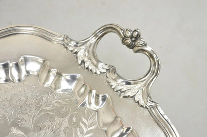 Vintage English Sheffield Victorian Silver Plated Oval Scalloped Platter Tray