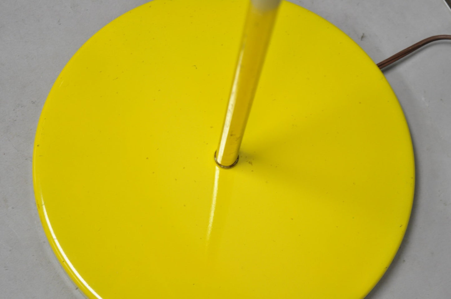 Vintage Mid Century Modern Kurt Versen Style Yellow Gooseneck Saucer Floor Lamp