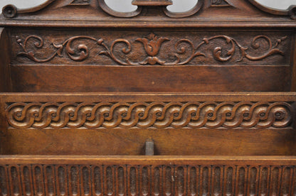 Antique Italian Renaissance Figural Carved Walnut Paw Foot Desk Letterbox