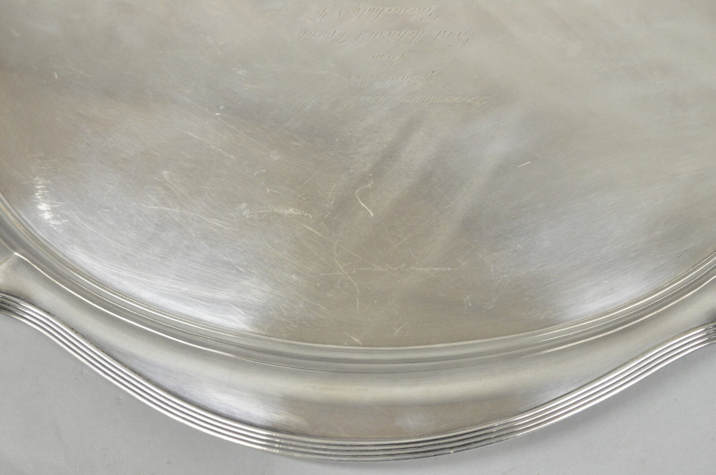 Antique Gorham Edwardian Silver Plate Serving Bar Tray Engraved to Reverend 1945