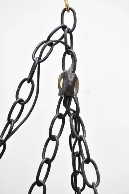 Antique Durkee Marine Ship Lantern Fixture Red Fresnel Pendant Chandelier (A)