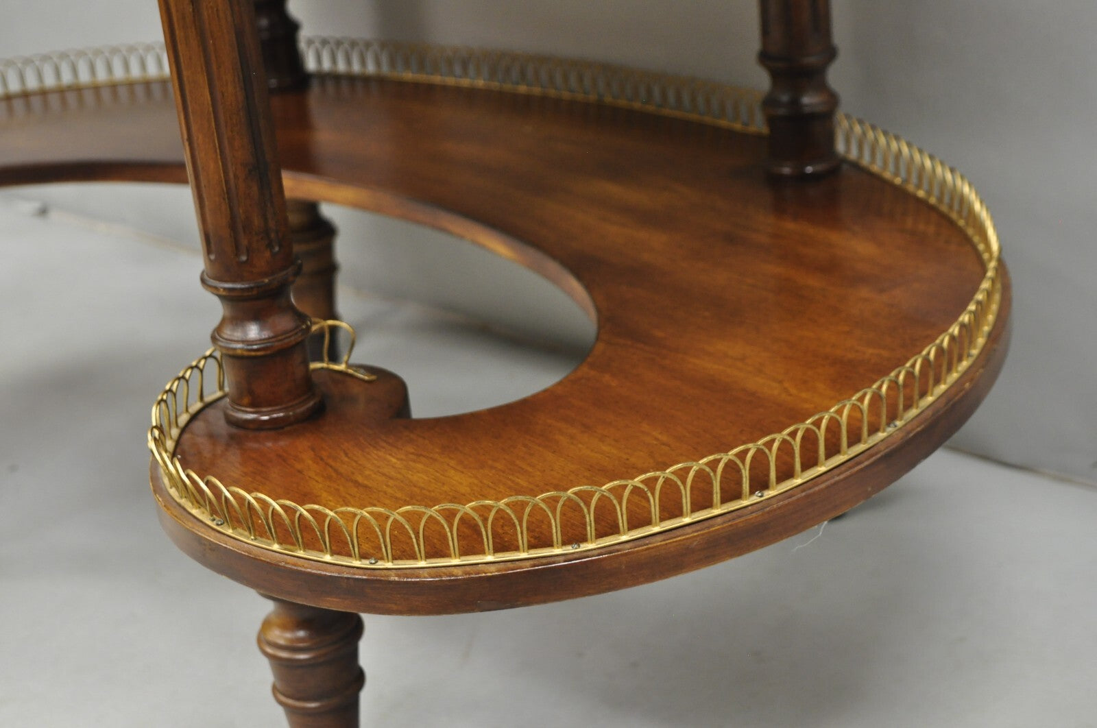 Vintage French Regency Cherry Wood "Kidney Bean" Desk Console Table w/ Drawer