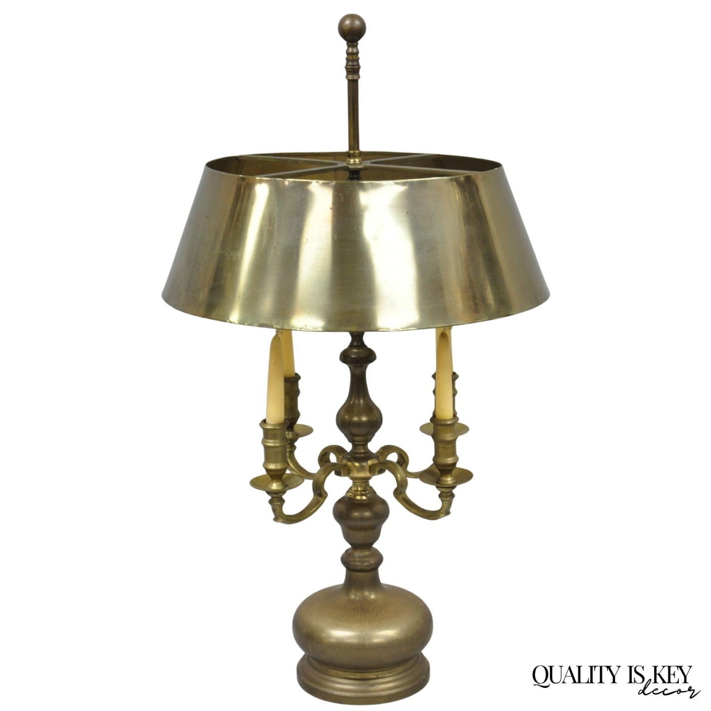 Vintage Chapman French Country Brass Tole Metal Bouillotte Desk Table Lamp