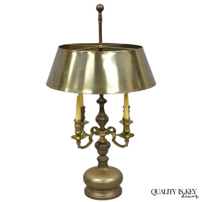 Vintage Chapman French Country Brass Tole Metal Bouillotte Desk Table Lamp