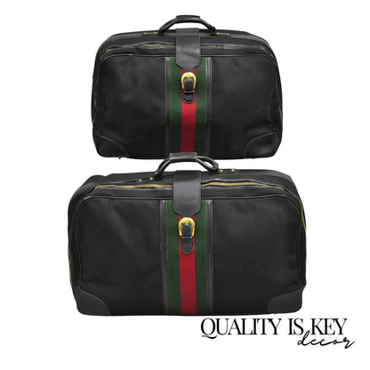 Vintage Gucci Black Canvas & Leather Suitcase Luggage His and Hers Set -2 Pc (B)