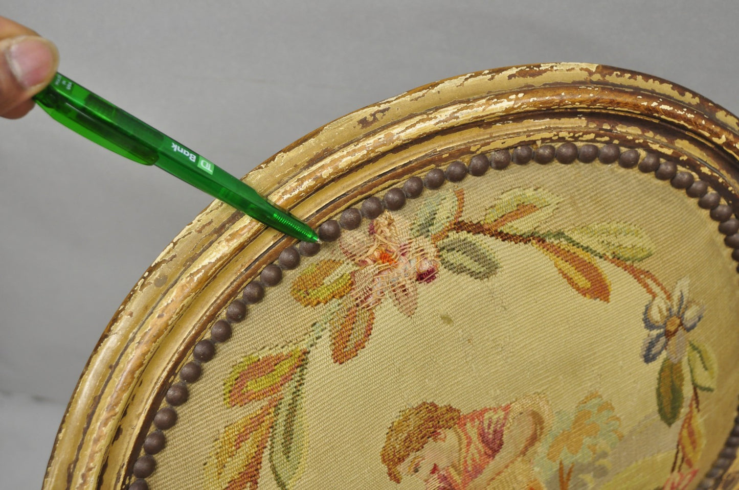 Antique French Louis XVI Style Aubusson Tapestry Fauteuil Arm Chairs - a Pair