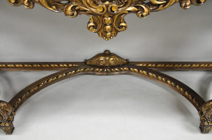 Antique French Baroque Rococo Carved Walnut Marble Top Sideboard Buffet w Drawer