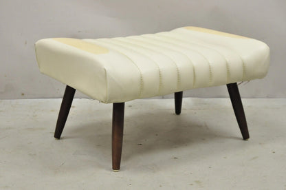 Vintage Mid Century Modern Adjustable Ottoman Footstool with Wooden Legs