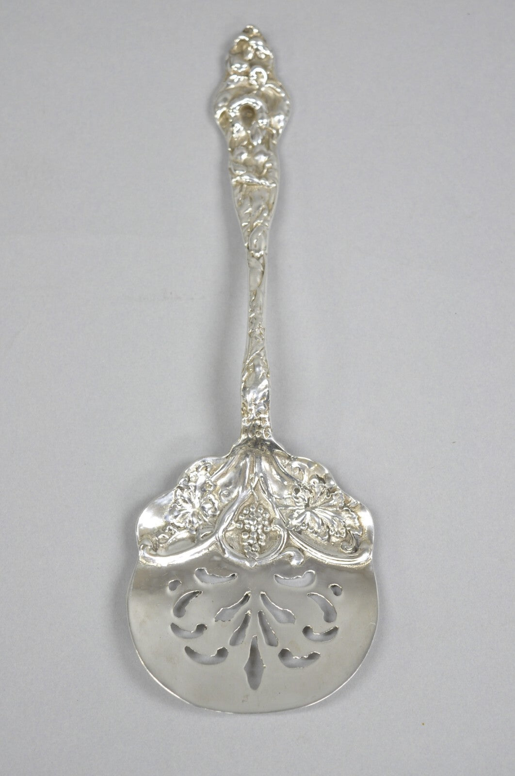 Antique Art Nouveau Sterling Silver Tomato Server with Floral Repousse