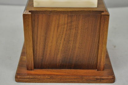 Vintage 1970s Art Deco Silver Metal Marble & Wood Figural Golf Trophy Award Cup