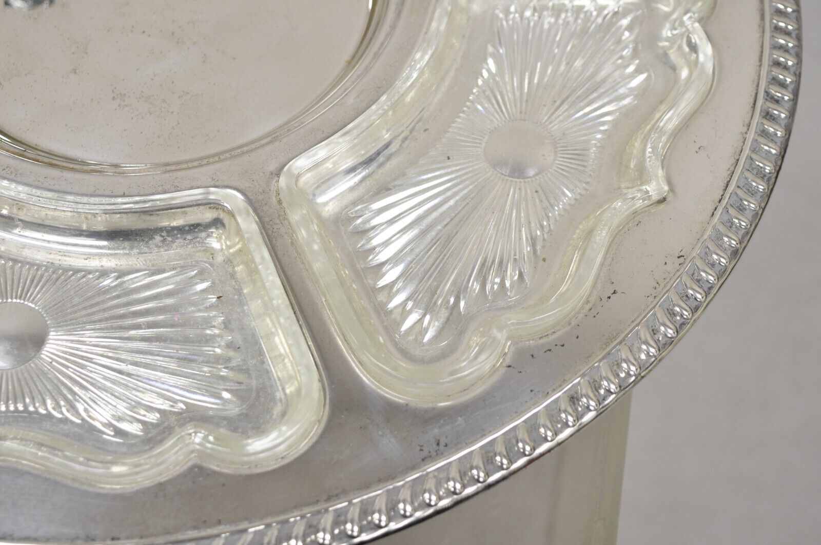 Vintage Victorian Silver Plated Lazy Susan Revolving Serving Platter Tray