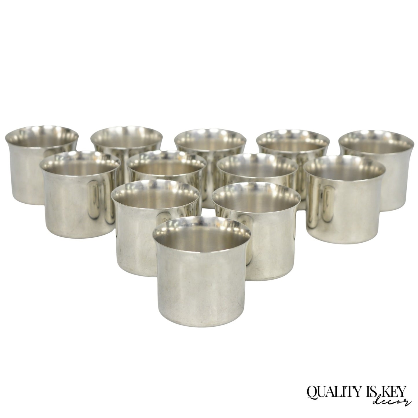 International Silver Mid Century Modern Silver Plated Punch Bowl Cups, Set of 12