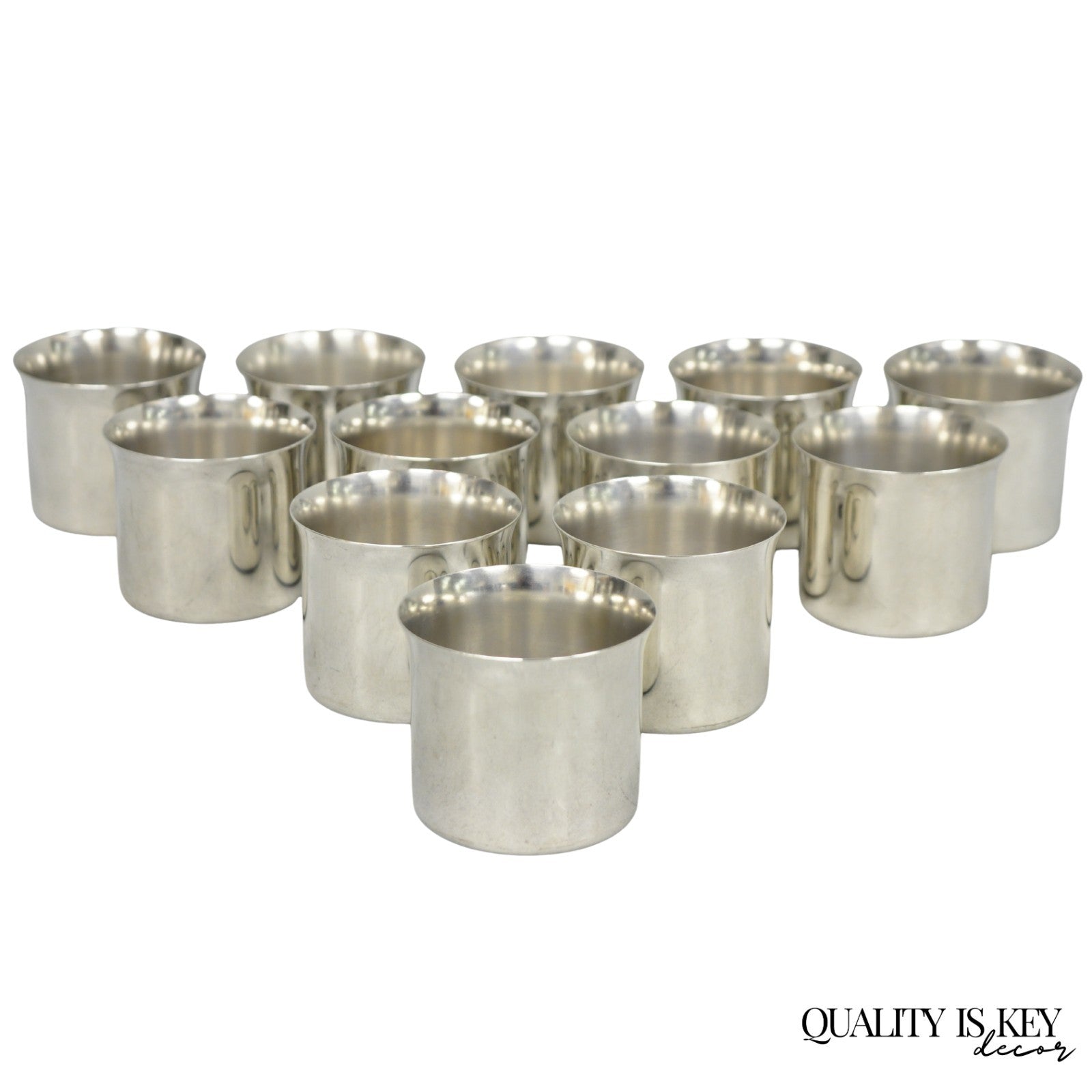 International Silver Mid Century Modern Silver Plated Punch Bowl Cups, Set of 12