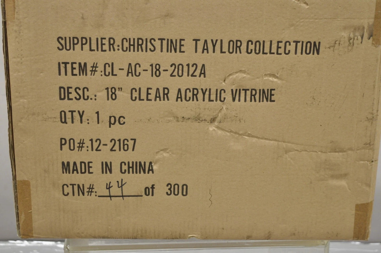 5 Sided 18" Clear Acrylic Lucite Vitrine Display Case Christine Taylor Coll.