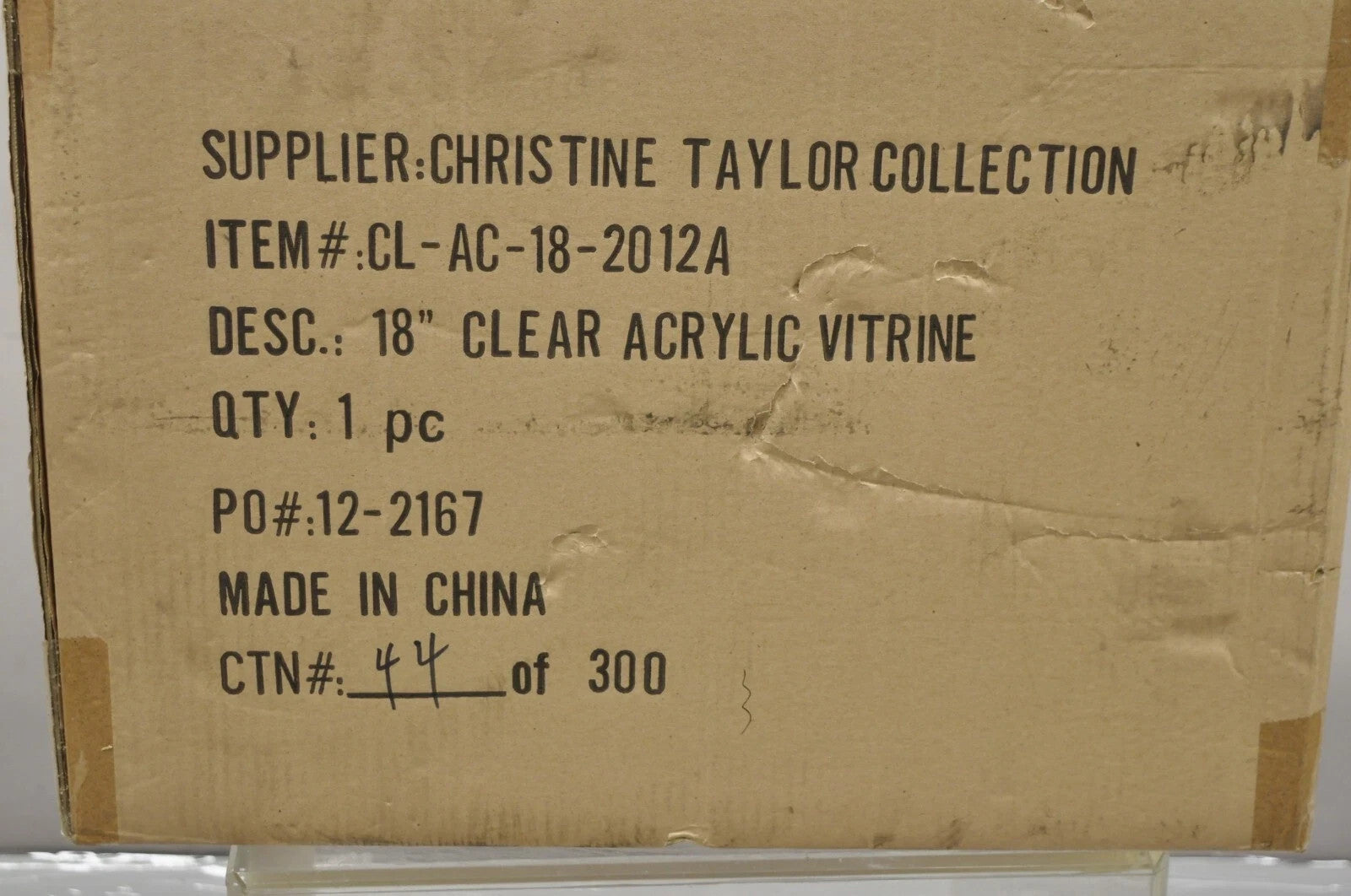 5 Sided 18" Clear Acrylic Lucite Vitrine Display Case Christine Taylor Coll.